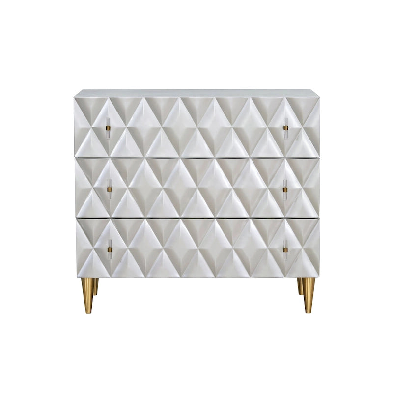 Metallic Silver and Champagne 3-Drawer Console Cabinet