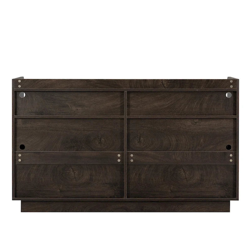 Credenza contenitore buffet con pannelli decorativi sulle ante e maniglie in metallo