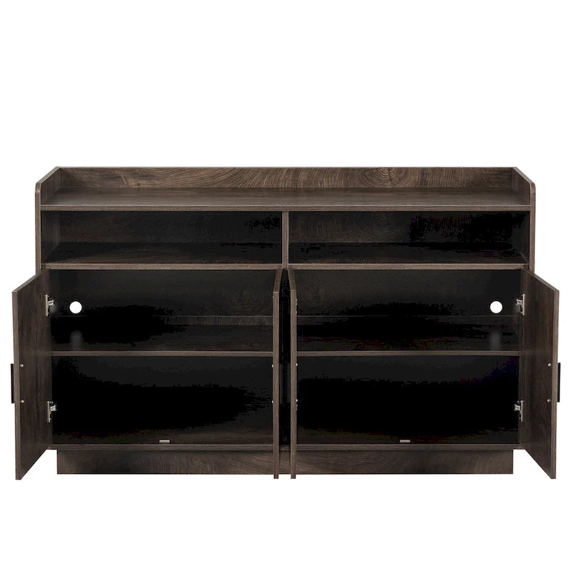 Credenza contenitore buffet con pannelli decorativi sulle ante e maniglie in metallo