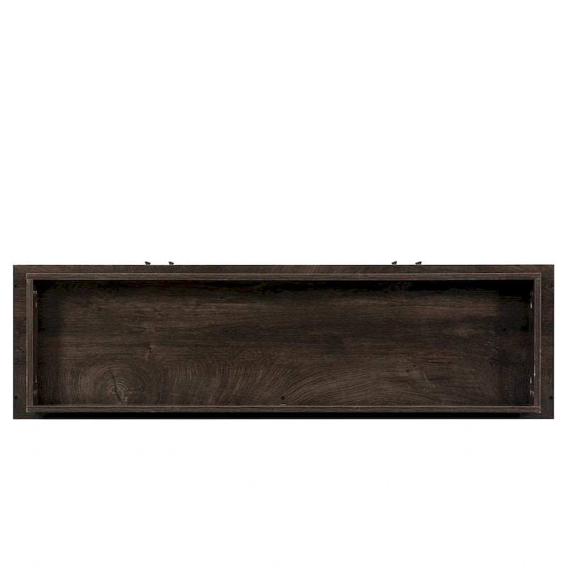 Credenza contenitore buffet con pannelli decorativi sulle ante e maniglie in metallo