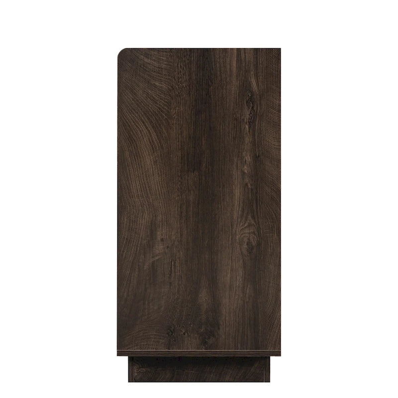 Credenza contenitore buffet con pannelli decorativi sulle ante e maniglie in metallo