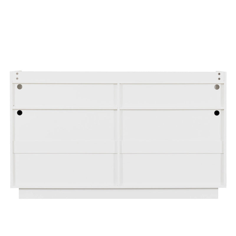 Credenza contenitore buffet con pannelli decorativi sulle ante e maniglie in metallo