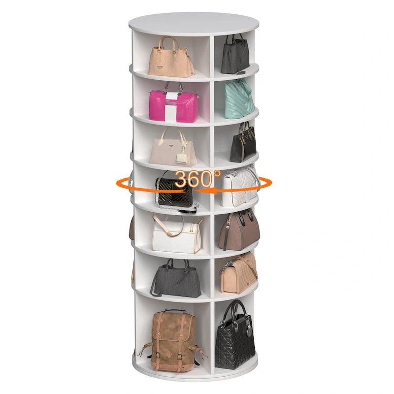 Tour porte-chaussures à 7 niveaux, organiseur de chaussures autoportant rotatif à 360, partie inférieure surélevée, pouvant contenir 28 paires de chaussures