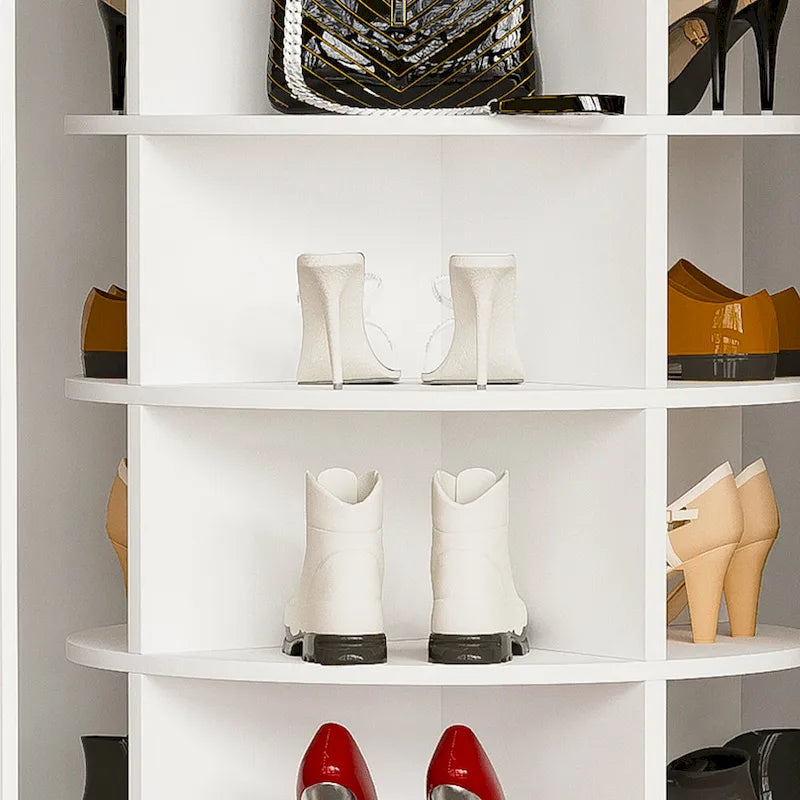 Tour porte-chaussures à 7 niveaux, organiseur de chaussures autoportant rotatif à 360, partie inférieure surélevée, pouvant contenir 28 paires de chaussures