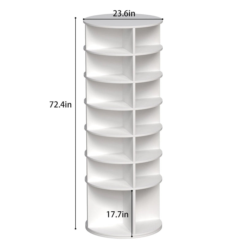 Tour porte-chaussures à 7 niveaux, organiseur de chaussures autoportant rotatif à 360, partie inférieure surélevée, pouvant contenir 28 paires de chaussures