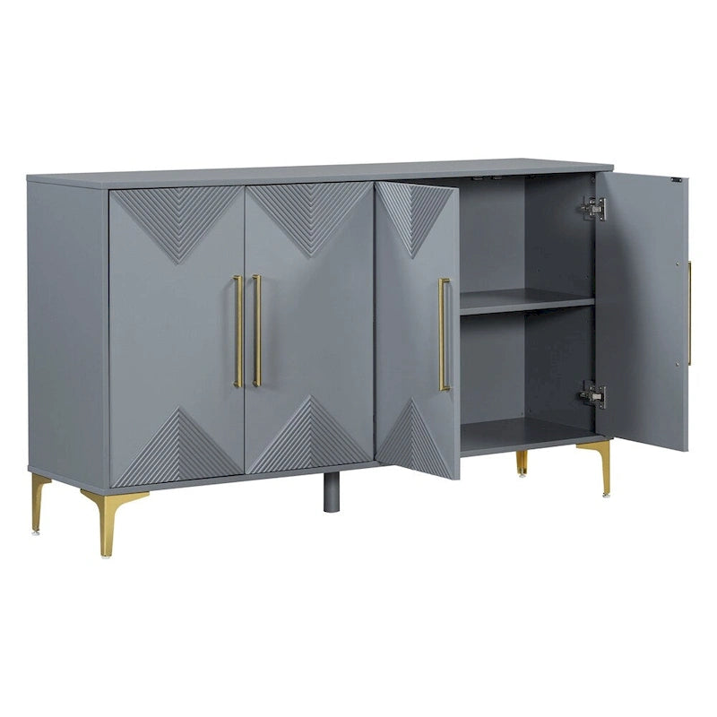 Armario de madera de 4 puertas con metal