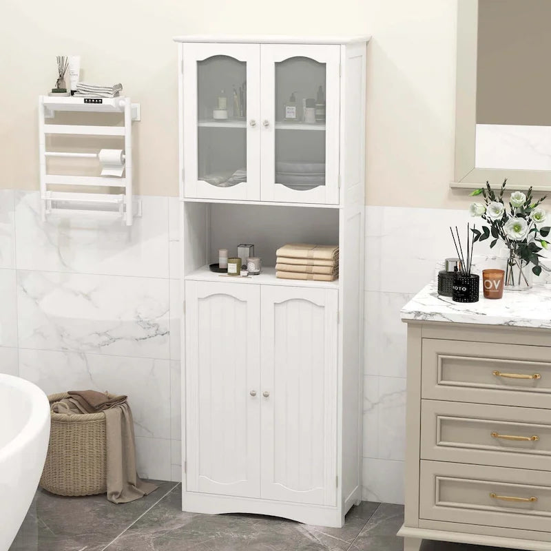 Armario alto de baño de 64.5 con puertas de vidrio