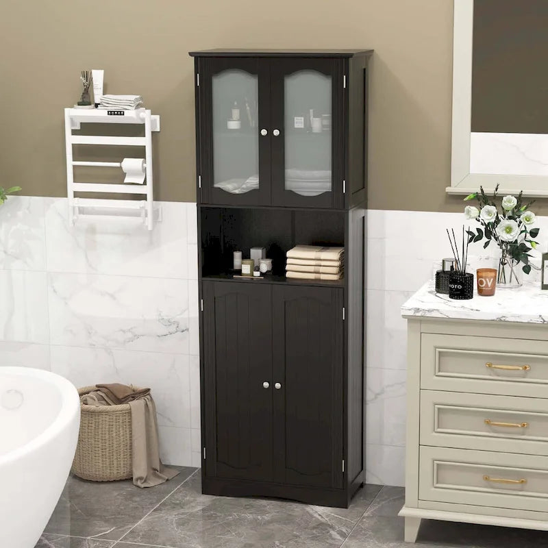 Armario alto de baño de 64.5 con puertas de vidrio