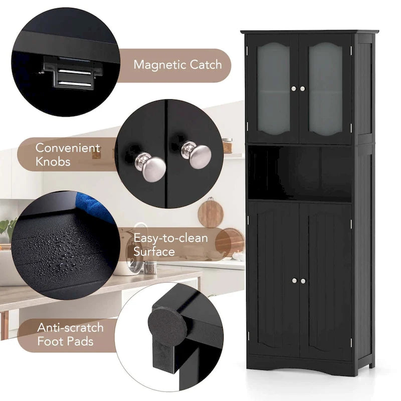 64.5 hoher Badezimmerschrank mit Glastüren