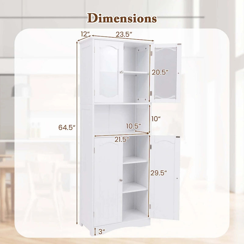 64.5 hoher Badezimmerschrank mit Glastüren