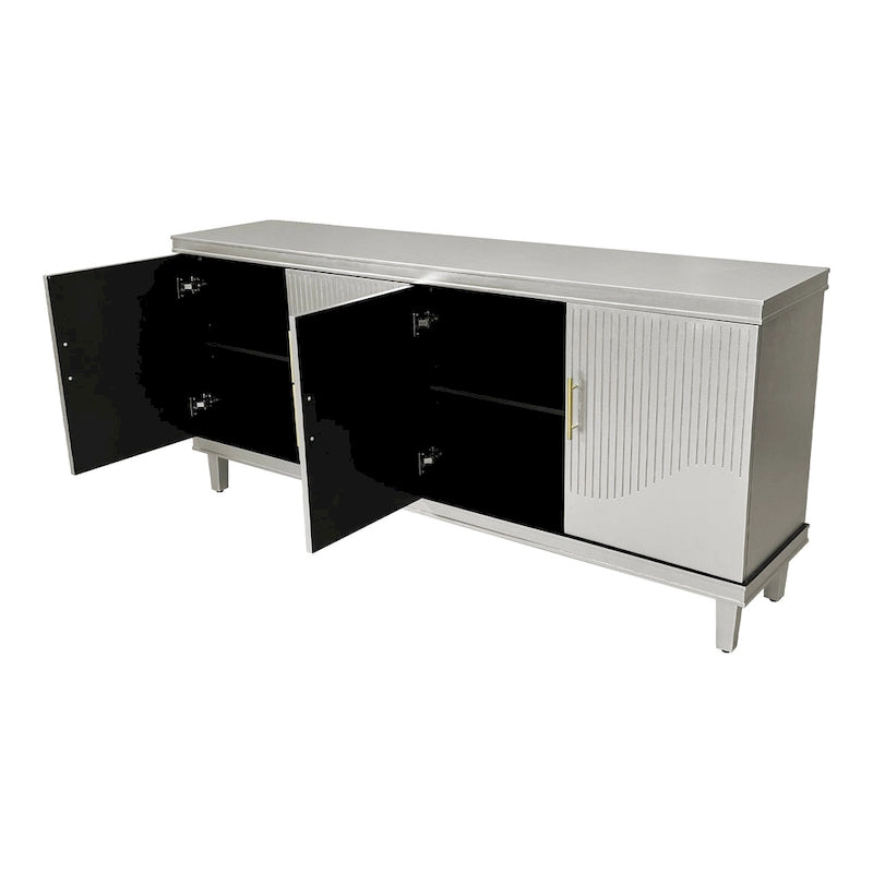 Armario moderno de 4 puertas con estantes ajustables y madera maciza resistente