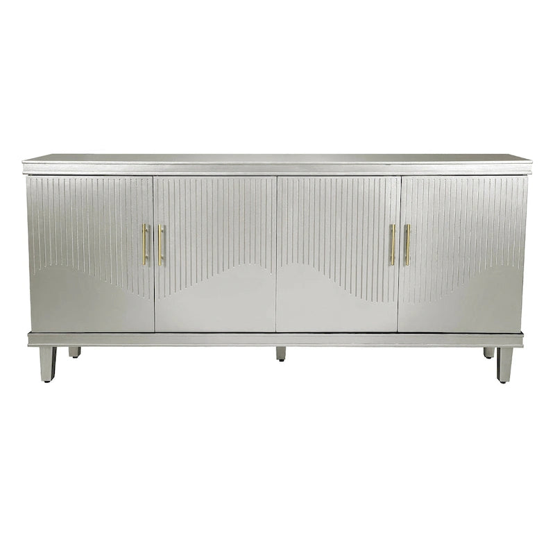 Modern 4-Door Cabinet with Adjustable Shelves and Sturdy Solid Wood