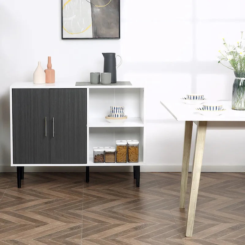 HOMCOM Buffet Cabinet, Storage Sideboard with Adjustable Shelf, Free Standing 2-Door Kitchen Cupboard, Hallway, Grey