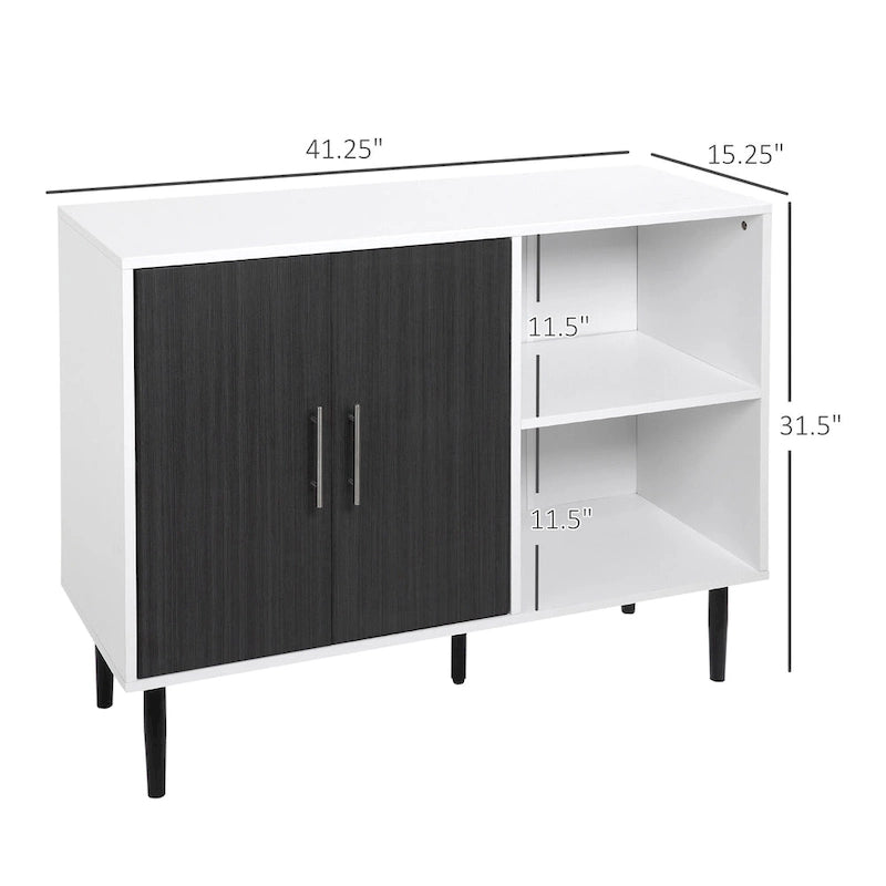 mueble aparador, aparador de almacenamiento con estante ajustable, armario de cocina independiente con 2 puertas, pasillo, gris