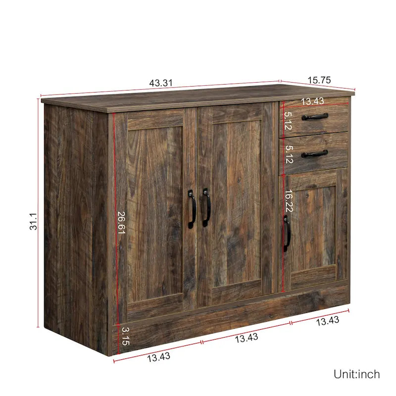 43.3 Zoll moderne Holz-Anrichte mit 2 Türen