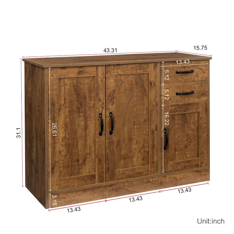 43.3 Zoll moderne Holz-Anrichte mit 2 Türen
