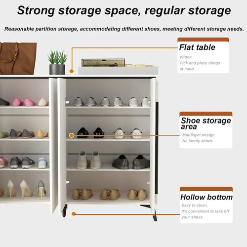 Timechee 4 Door White Wooden Entryway Shoes Storage Cabinet