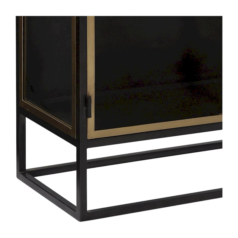 36-inch and Brass Iron and Glass 2-Door Sideboard
