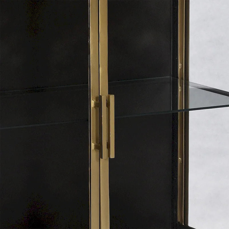 36-inch and Brass Iron and Glass 2-Door Sideboard