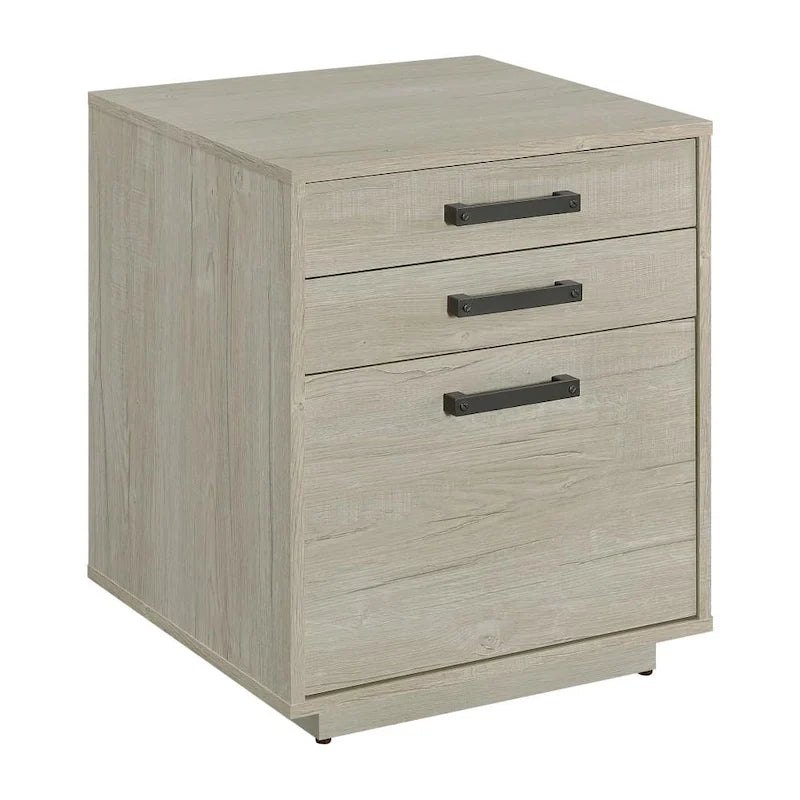 Archivador de madera gris y negro