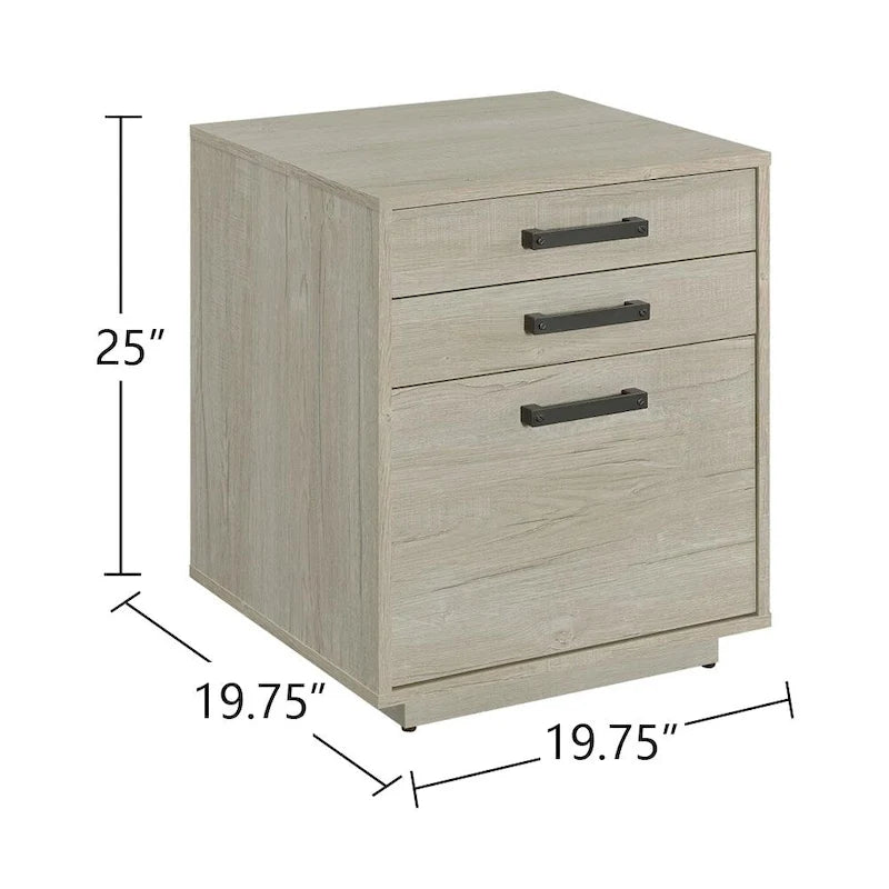 Archivador de madera gris y negro
