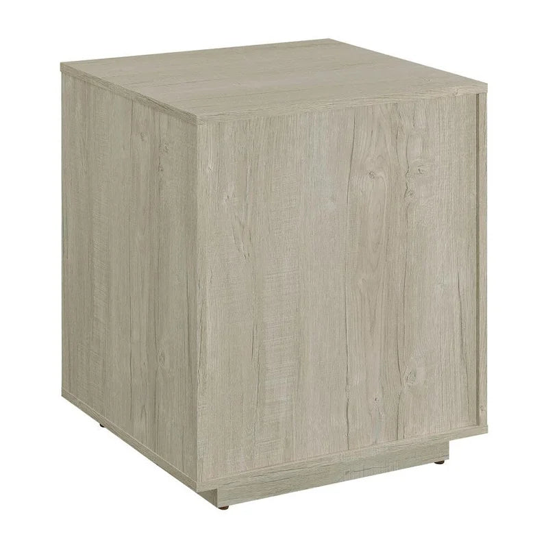 Archivador de madera gris y negro
