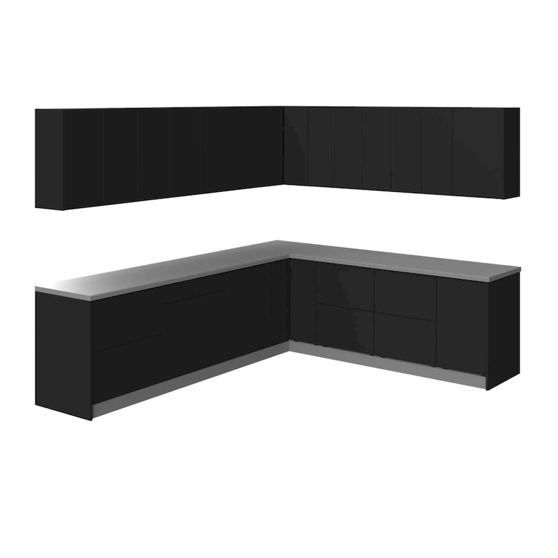 Cocina moderna de color negro, 10x8,5 pies de ancho - 102x120