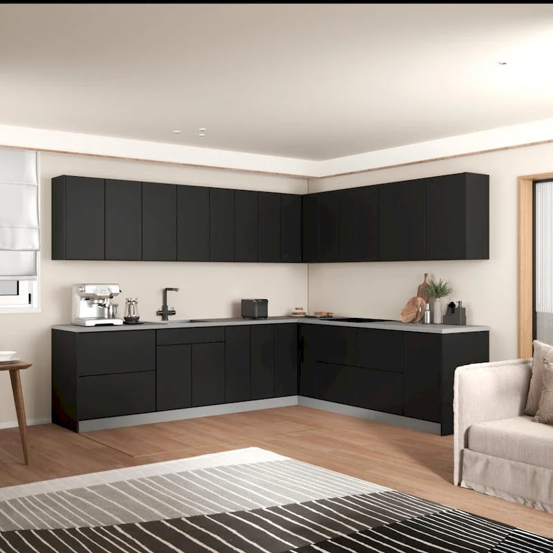 Cocina moderna de color negro, 10x8,5 pies de ancho - 102x120