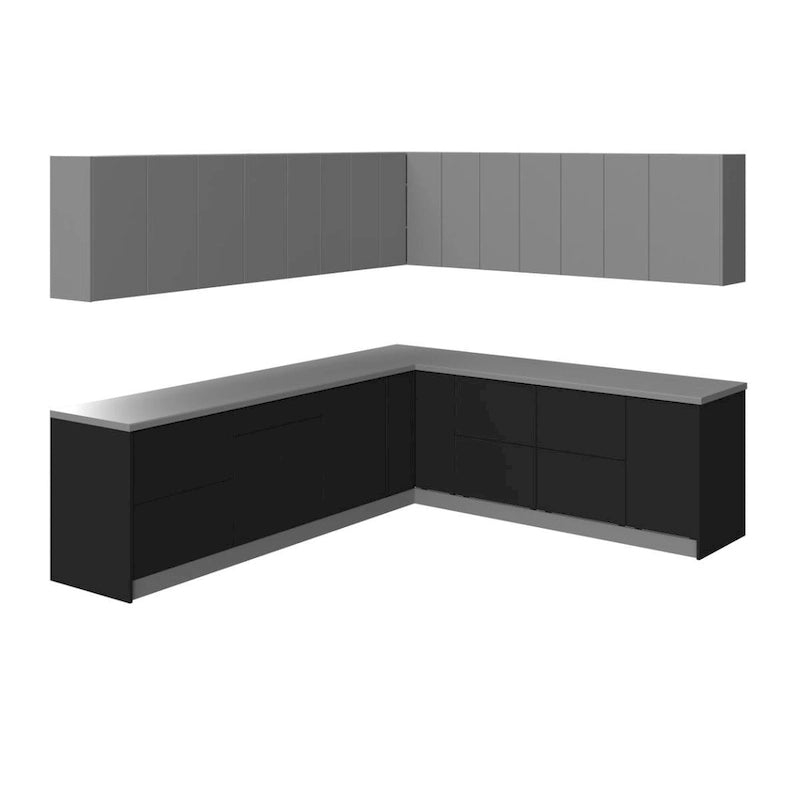 Cocina moderna de color negro, 10x8,5 pies de ancho - 102x120
