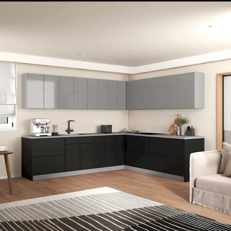 Cocina moderna de color negro, 10x8,5 pies de ancho - 102x120