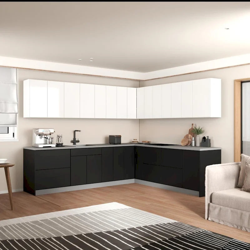 Cocina moderna de color negro, 10x8,5 pies de ancho - 102x120