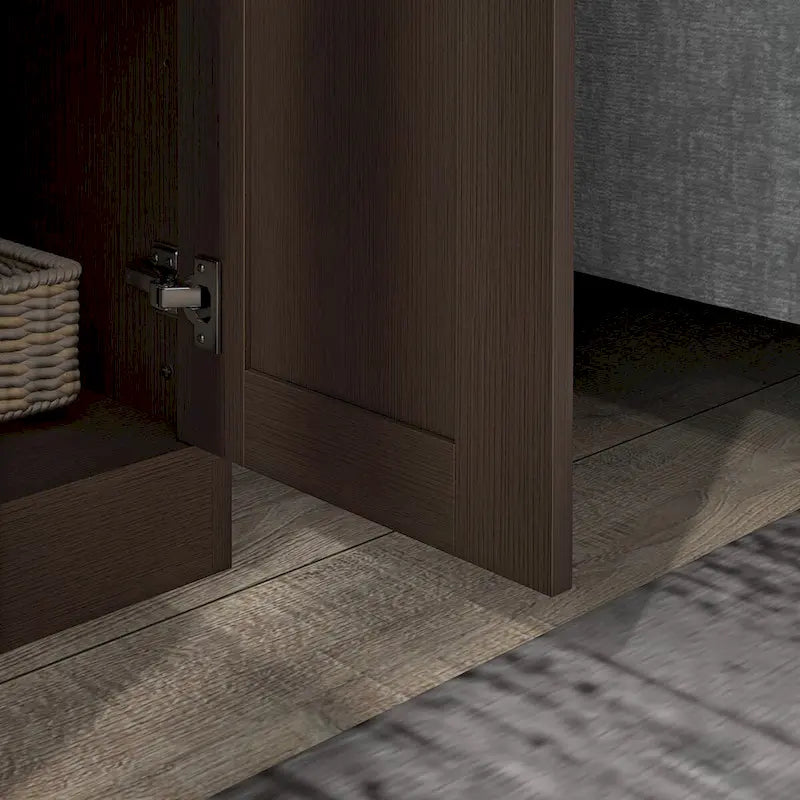 69 Tall Storage Cabinet with Movable Storage Shelves, Modern Style Pantry Cupboard Cabinet with Soft Doors, Coffee