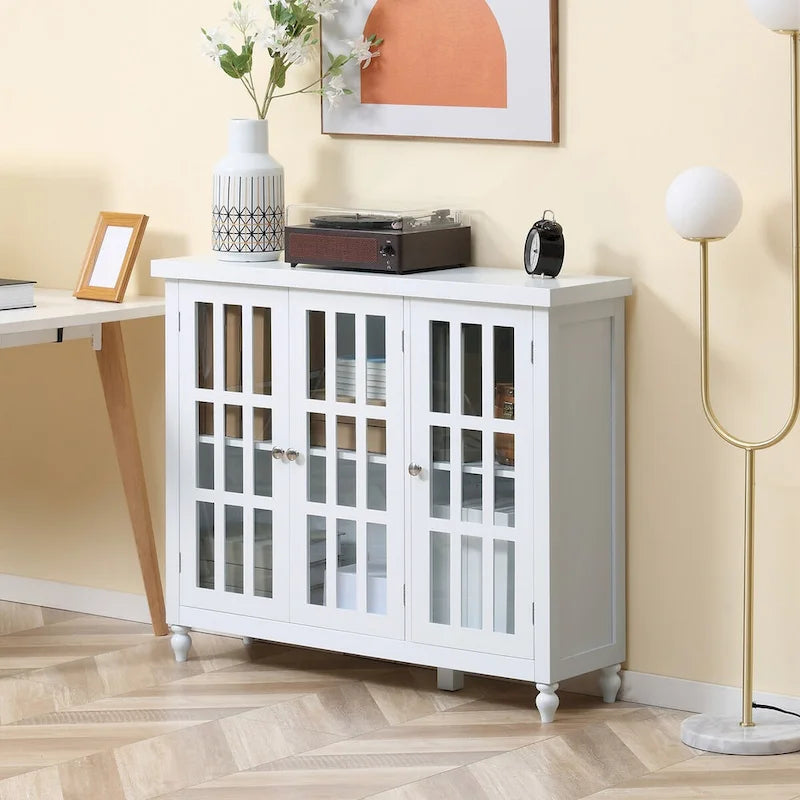 69 Tall Storage Cabinet with Movable Storage Shelves, Modern Style Pantry Cupboard Cabinet with Soft Doors, Coffee