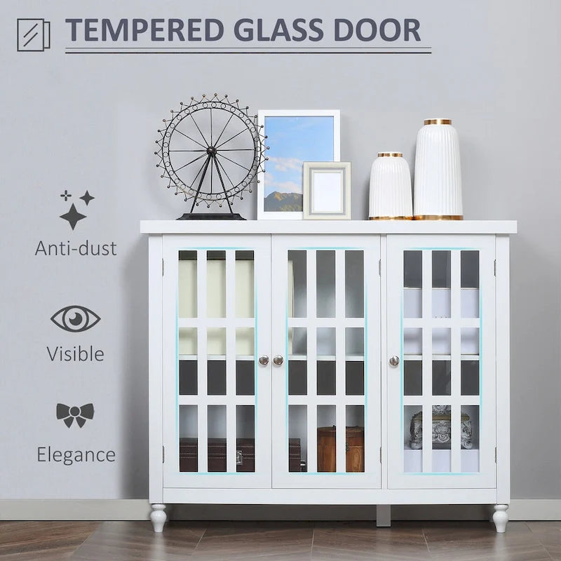 69 Tall Storage Cabinet with Movable Storage Shelves, Modern Style Pantry Cupboard Cabinet with Soft Doors, Coffee