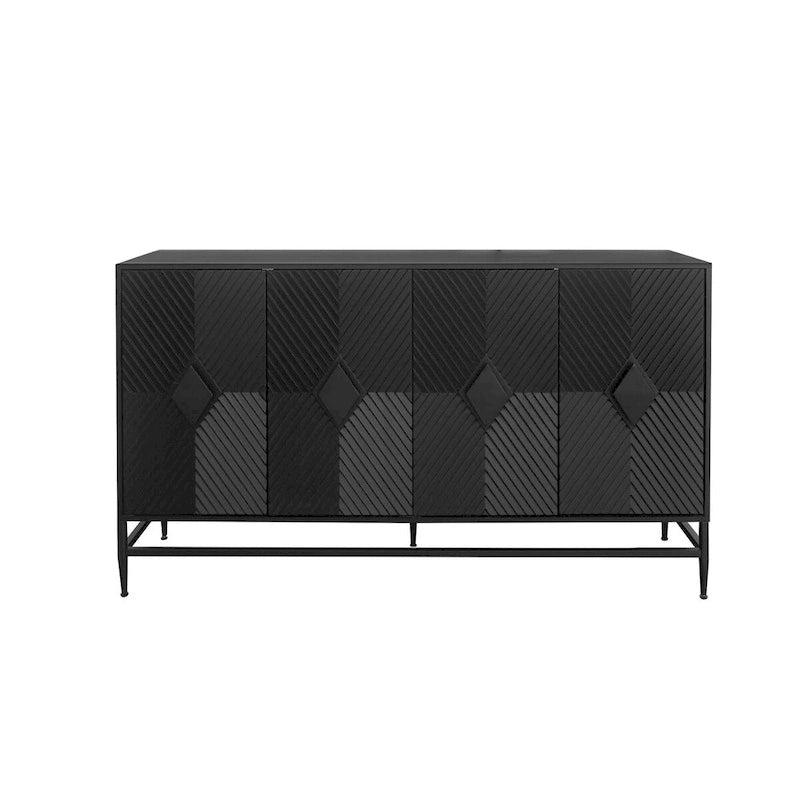 Accent Black 4-Door Wooden Sideboard Buffet Cabinet