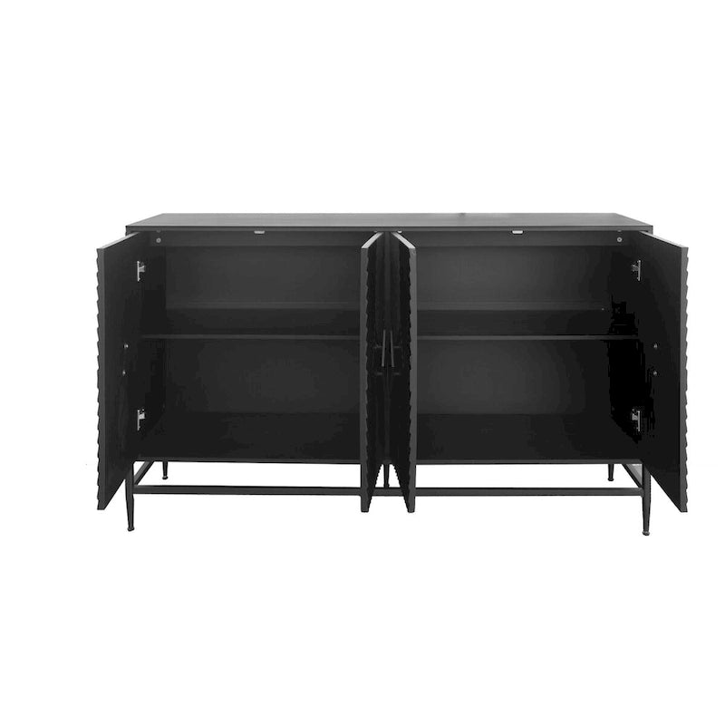 Accent Black 4-Door Wooden Sideboard Buffet Cabinet