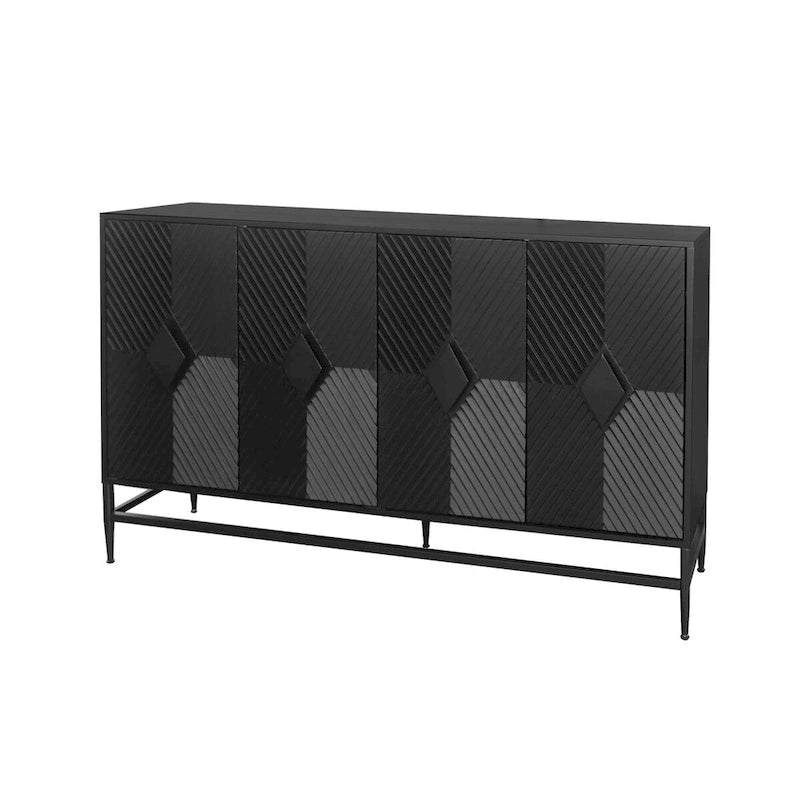 Accent Black 4-Door Wooden Sideboard Buffet Cabinet