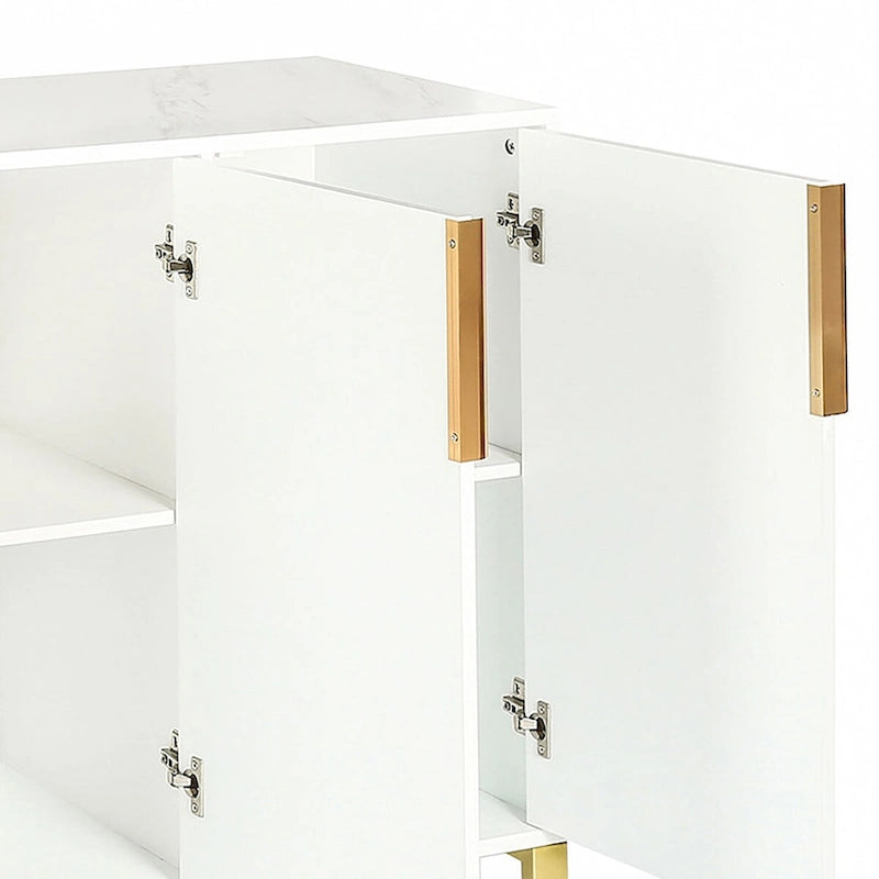 Moderne freistehende Holz-Anrichte mit Marmor