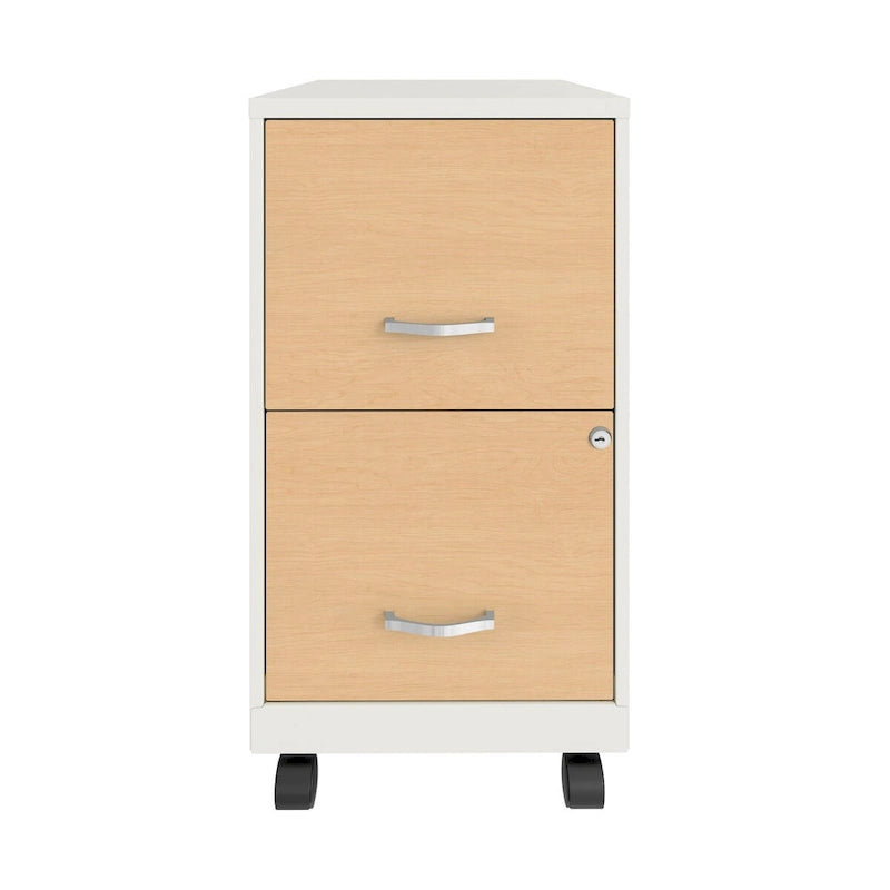 Archivador móvil de 2 cajones Space Solutions de 18 de profundidad con frentes de cajón con estampado de madera