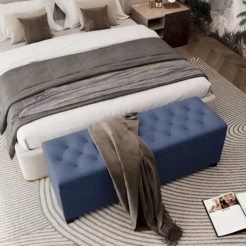 Banco otomano de entrada de 55.3 pulgadas con almacenamiento adicional, compartimento superior y taburete para el extremo de la cama, para el pasillo