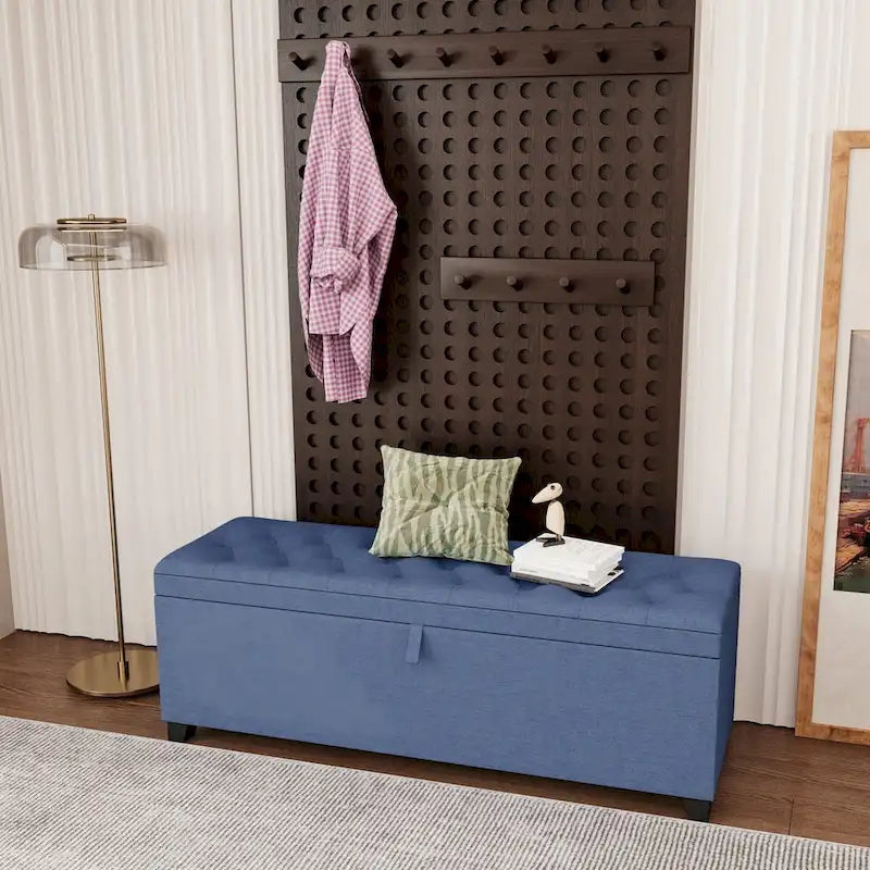 Banco otomano de entrada de 55.3 pulgadas con almacenamiento adicional, compartimento superior y taburete para el extremo de la cama, para el pasillo