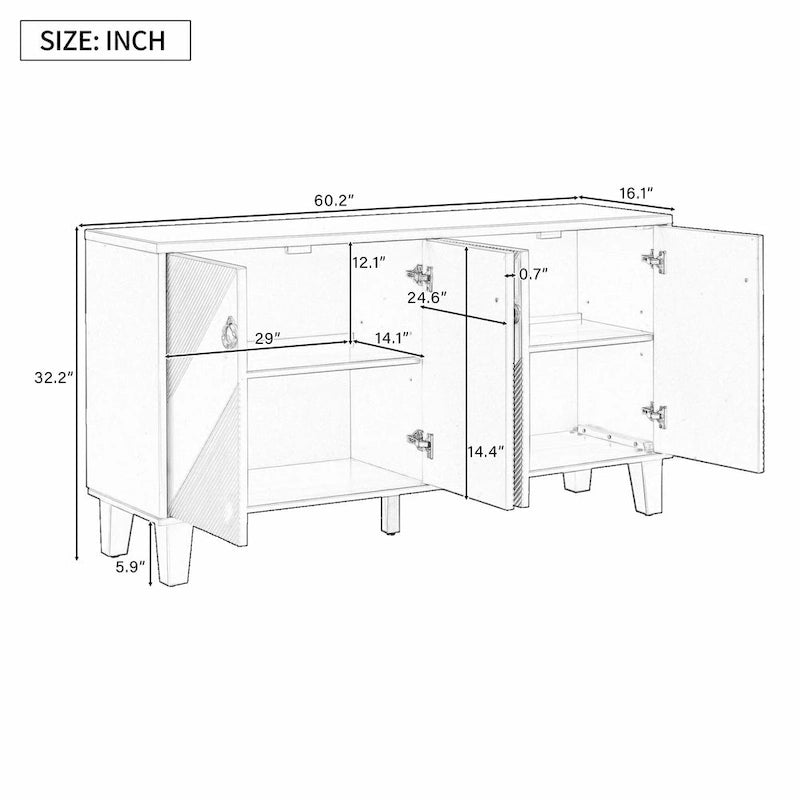 Schrank im Light-Luxury-Stil mit geometrischen Mustern