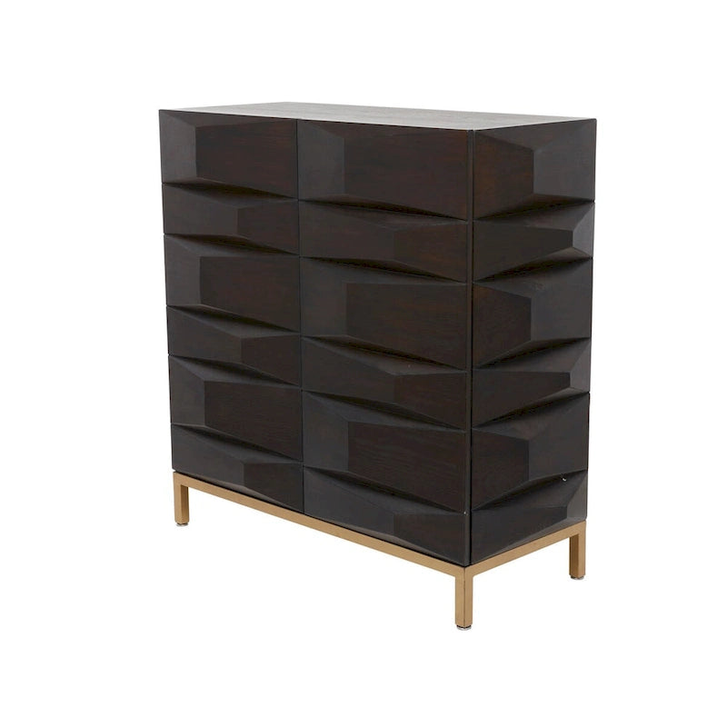 Armario geométrico de madera con 1 estante y 2 o 4 puertas - Marrón