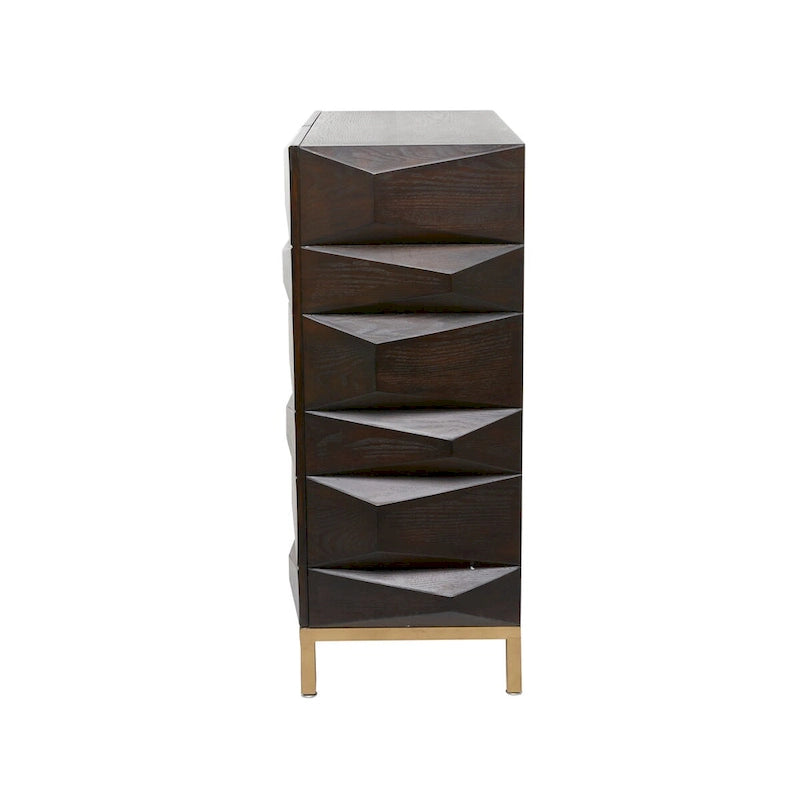 Geometrischer Holzschrank mit 1 Ablage und 2 oder 4 Türen - Braun