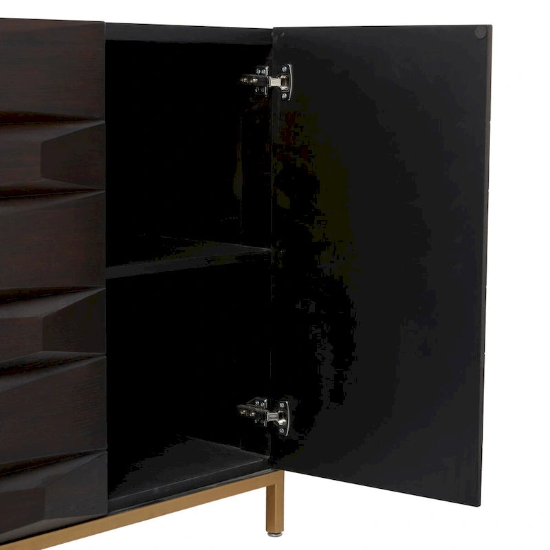 Armario geométrico de madera con 1 estante y 2 o 4 puertas - Marrón