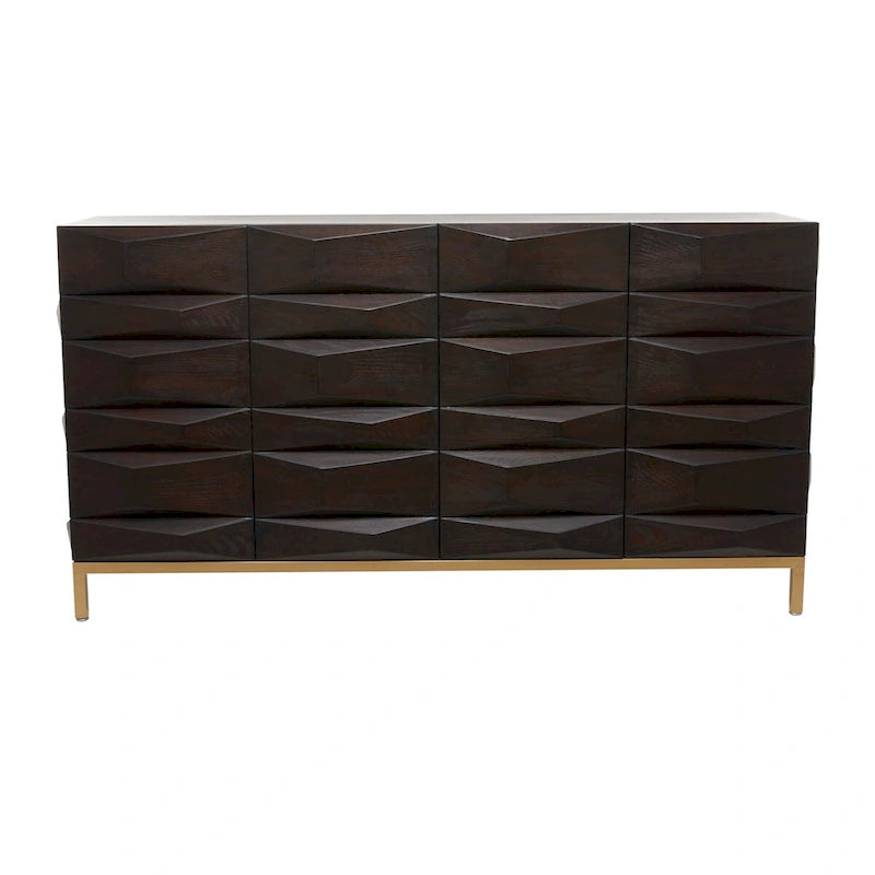 Geometrischer Holzschrank mit 1 Ablage und 2 oder 4 Türen - Braun