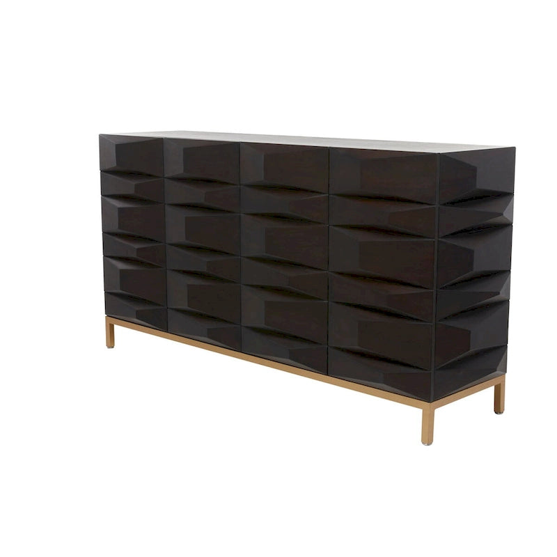 Geometrischer Holzschrank mit 1 Ablage und 2 oder 4 Türen - Braun