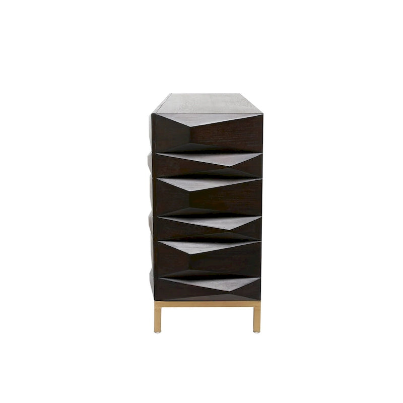 Geometrischer Holzschrank mit 1 Ablage und 2 oder 4 Türen - Braun