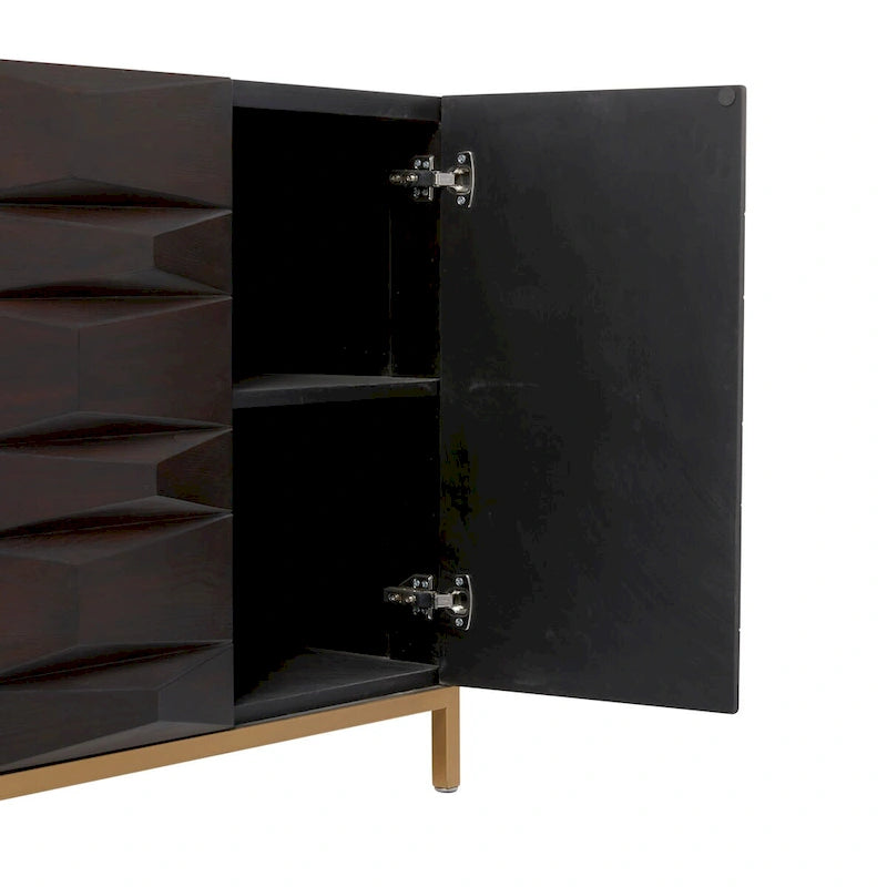 Geometrischer Holzschrank mit 1 Ablage und 2 oder 4 Türen - Braun