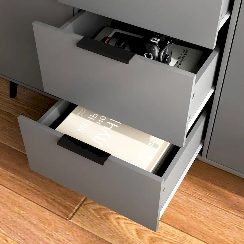 Anrichten-Buffetschrank mit Stauraum, Kaffee-Barschrank aus Holz, 47.2 Schrank mit 3 Schubladen und 2 Türen, Buffetschrank